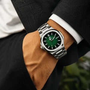 Premium Green Dial Stainless Steel Men's Wristwatch - Image 2