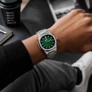 Premium Green Dial Stainless Steel Men's Wristwatch - Image 4