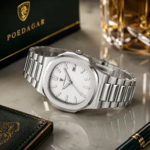 Premium White Dial Stainless Steel Men's Wristwatch - Image 2