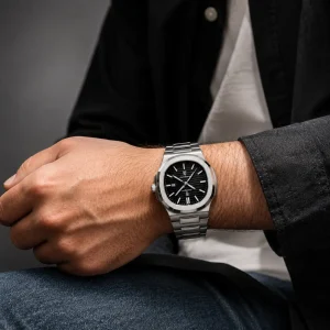 Premium Black Dial Stainless Steel Men's Wristwatch - Image 2